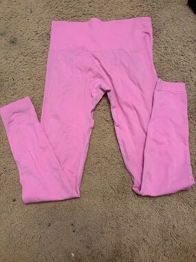 Girls' Pink High-Waist Stretch Leggings